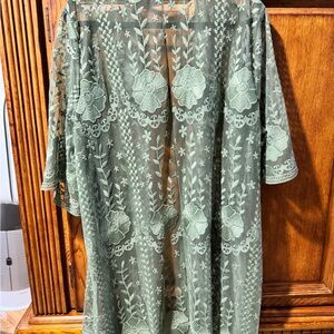 TORRID Green Floral Lace Kimono